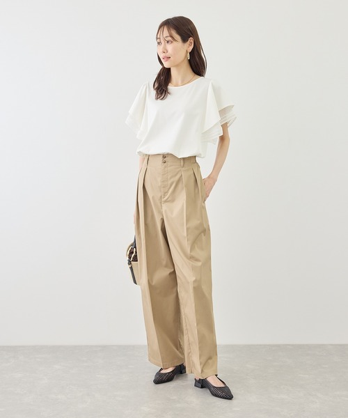 ROPE' PICNIC(ロペピクニック)の「【ベストヒット】レースドッキングフレアスリーブカットトップス/UVカット・接触冷感(Tシャツ/カットソー・レディース・サックスブルー/ピンク系その他/ブラック/ホワイト・FREE)」の8枚目の写真