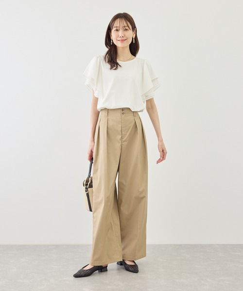 ROPE' PICNIC(ロペピクニック)の「【ベストヒット】レースドッキングフレアスリーブカットトップス/UVカット・接触冷感(Tシャツ/カットソー・レディース・サックスブルー/ピンク系その他/ブラック/ホワイト・FREE)」の9枚目の写真