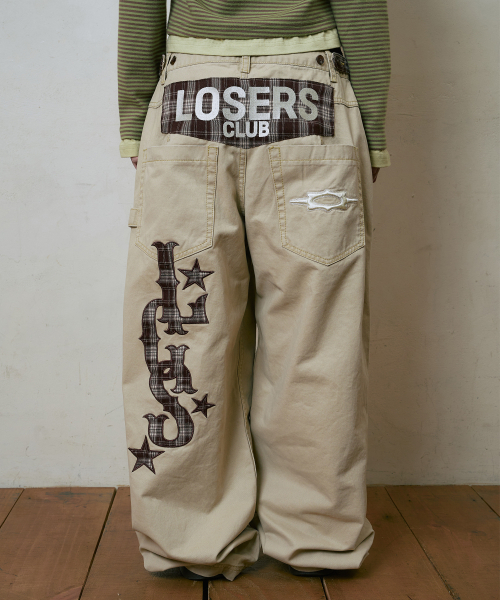 LOSERS CLUB(ルーザーズクラブ)の「チェックパッチワイドコットンパンツベージュ(その他パンツ・レディース・その他・0/1/2/3/4)」の1枚目の写真