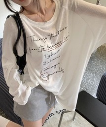 ロゴプリントシアー長袖トップス