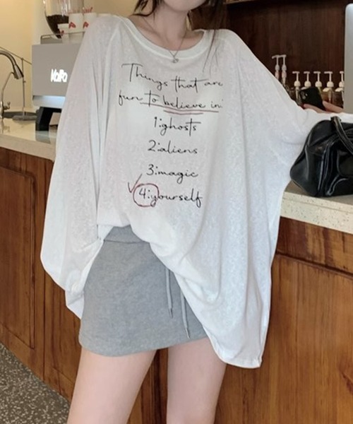 GLAMOROUS JANE(グラマラスジェーン)の「ロゴプリントシアー長袖トップス(Tシャツ/カットソー・レディース・ブルー/ホワイト・FREE)」の17枚目の写真