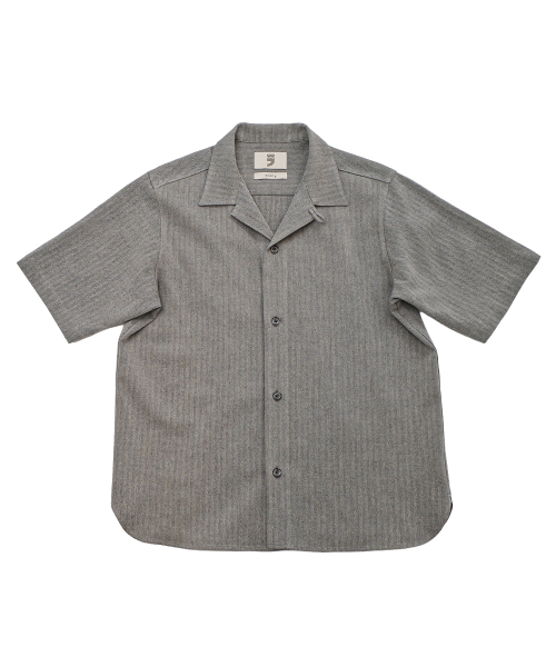 A NOTHING(アナッシング)の「HERRINGBONE LINEN TAILORED 1/2 SHIRT (Black)(シャツ/ブラウス・メンズ・その他・SMALL/MEDIUM/LARGE)」の1枚目の写真