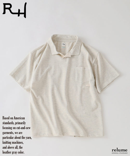 RIDING HIGH(ライディングハイ)の「RIDING HIGH / ライディングハイ ブラボーヤーン カノコ ポロシャツ(Tシャツ/カットソー・メンズ・ライトグレー/アイボリー・LARGE/MEDIUM)」の2枚目の写真