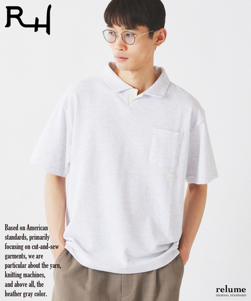 RIDING HIGH(ライディングハイ)の「RIDING HIGH / ライディングハイ ブラボーヤーン カノコ ポロシャツ(Tシャツ/カットソー・メンズ・ライトグレー/アイボリー・LARGE/MEDIUM)」の1枚目の写真