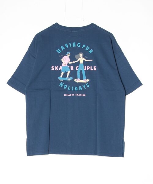 DOUBLE STEAL（ダブルスティール）の「スケーター Couple Tee（Tシャツ/カットソー・レディース・ネイビー/グレイッシュベージュ・FREE）」の20枚目の写真