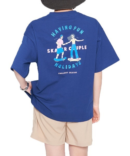 DOUBLE STEAL（ダブルスティール）の「スケーター Couple Tee（Tシャツ/カットソー・レディース・ネイビー/グレイッシュベージュ・FREE）」の9枚目の写真