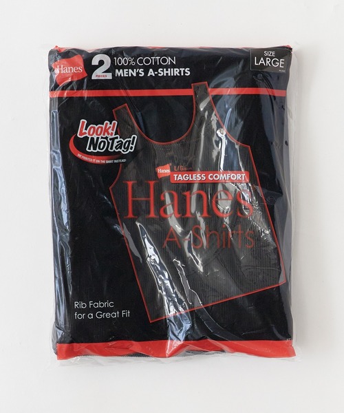 HANES(ヘインズ)の「Hanes/ヘインズ 2P Pack A-Shirt 2枚入りパック リブタンクトップ(タンクトップ・メンズ・ホワイト/その他/ブラック/ヘザーグレー・S/L/M)」の6枚目の写真
