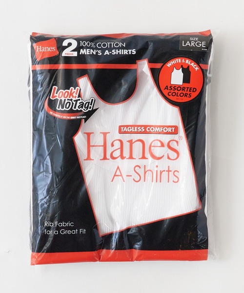 HANES(ヘインズ)の「Hanes/ヘインズ 2P Pack A-Shirt 2枚入りパック リブタンクトップ(タンクトップ・メンズ・ホワイト/その他/ブラック/ヘザーグレー・S/L/M)」の8枚目の写真