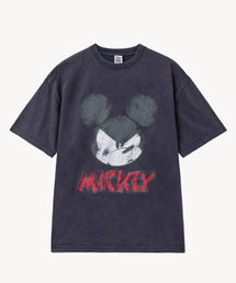 フェイドウォッシングフェイス_ミッキー_ Tシャツ (ダークネイビー)