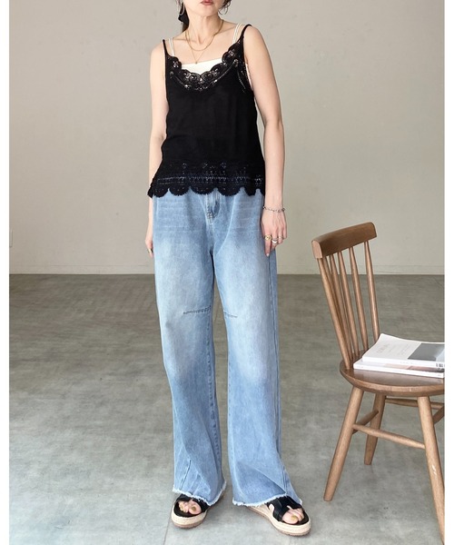 She's Closet(シーズクローゼット)の「コットンレース クロシェ編み 刺繍 キャミソール ビスチェ(キャミソール・レディース・ブラック/モカ/アイボリー・FREE)」の17枚目の写真