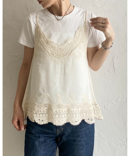 She's Closet(シーズクローゼット)の「コットンレース クロシェ編み 刺繍 キャミソール ビスチェ(キャミソール・レディース・ブラック/モカ/アイボリー・FREE)」の20枚目の写真