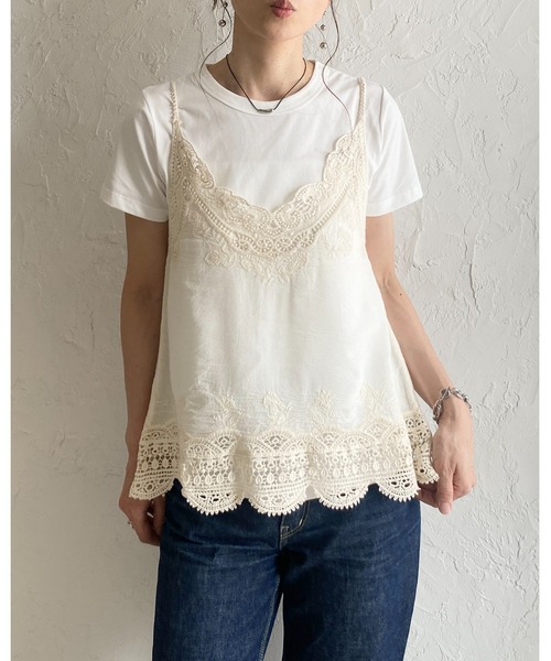 She's Closet(シーズクローゼット)の「コットンレース クロシェ編み 刺繍 キャミソール ビスチェ(キャミソール・レディース・ブラック/モカ/アイボリー・FREE)」の22枚目の写真