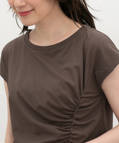 Honeys(ハニーズ)の「【ハニさら・接触冷感・UVカット】アシメギャザートップス(Tシャツ/カットソー・レディース・ダークブラウン系1/ブラック/グレイッシュベージュ・L/LL/M/S)」の19枚目の写真