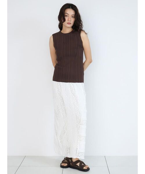 FIKA.(フィーカ)の「Lace panel frill skirt(スカート・レディース・ブラック/オフホワイト・MEDIUM)」の14枚目の写真