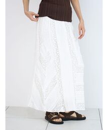 Lace panel frill skirt