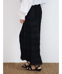 Lace panel frill skirt