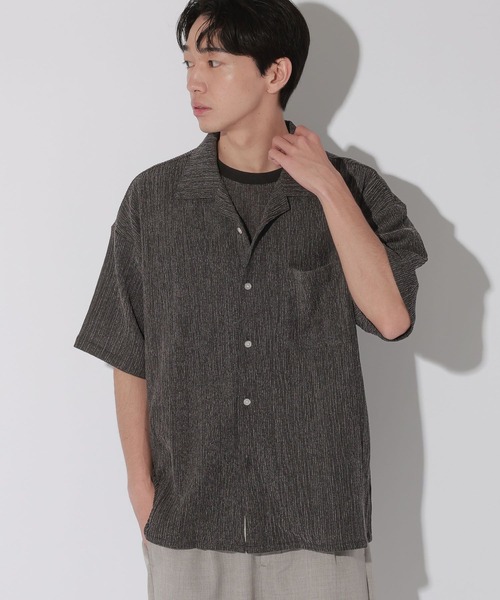 LAKOLE(ラコレ)の「カット楊柳開襟シャツ / 659683(シャツ/ブラウス・メンズ・ブラック/アイボリー/バーガンディー・LARGE/MEDIUM)」の11枚目の写真