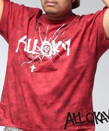 Tシャツ 半袖 メンズ 大きいサイズ フロント×バック 加工プリント カットソー ALL OKAY オールオーケー