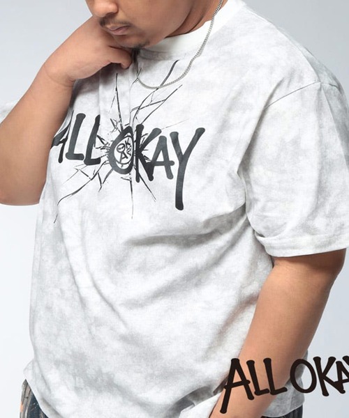 SAKAZEN（サカゼン）の「Tシャツ 半袖 メンズ 大きいサイズ フロント×バック 加工プリント カットソー ALL OKAY オールオーケー（Tシャツ/カットソー・メンズ・ホワイト/レッド/ブラック・3XL/2XL/LL）」の2枚目の写真