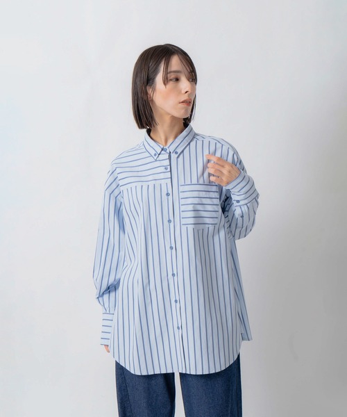 Kelen(ケレン)の「「KELEN / ケレン」釦ダウンデザインストライプシャツ(シャツ/ブラウス・レディース・サックスブルー/ベージュ/ライトベージュ・S/M)」の16枚目の写真