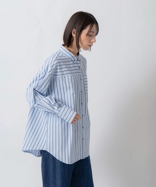 Kelen(ケレン)の「「KELEN / ケレン」釦ダウンデザインストライプシャツ(シャツ/ブラウス・レディース・サックスブルー/ベージュ/ライトベージュ・S/M)」の18枚目の写真