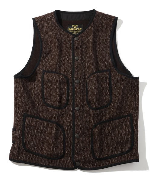 HOUSTON(ヒューストン)の「【HOUSTON/ヒューストン】BEACH CLOTH VEST/ビーチクロスベスト(ベスト・メンズ・ブラック/ブラウン・38/40/42)」の2枚目の写真
