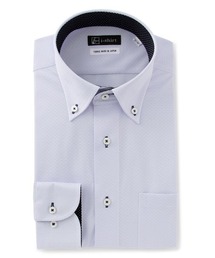 【完全ノーアイロン/アイシャツLimited】トリコット ロンビック(ひし形チェック) レギュラーフィット ボタンダウン サックス