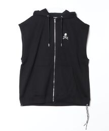 BOXY GLASS BEADED SLEEVELESS HOODIE