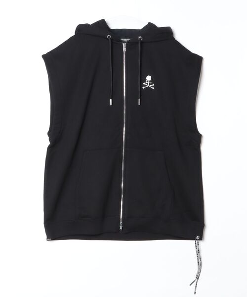 mastermind JAPAN(マスターマインド)の「BOXY GLASS BEADED SLEEVELESS HOODIE(パーカー・メンズ・ブラック・XL)」の1枚目の写真
