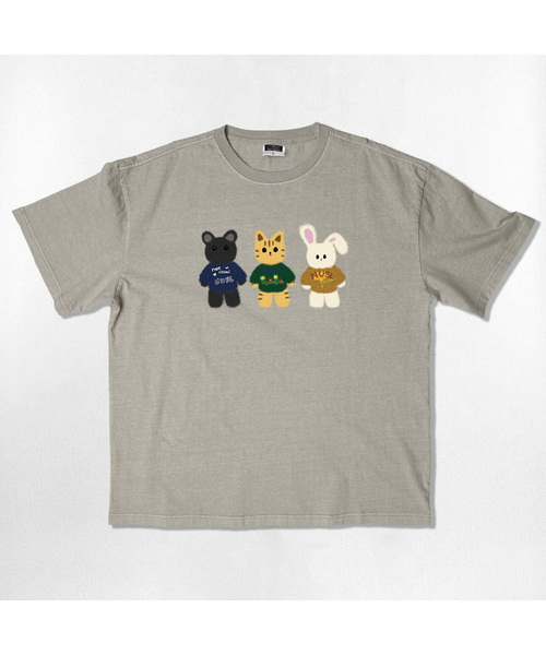 NOTUSUAL(ノットユージュアル)の「NUSL アニマルズ オーバーサイズ ピグメント 半袖Tシャツ 5カラー(Tシャツ/カットソー・レディース・チャコールグレー/スカイブルー/チャコール/ベージュ/グリーン・SMALL/MEDIUM/LARGE/X-LARGE)」の3枚目の写真