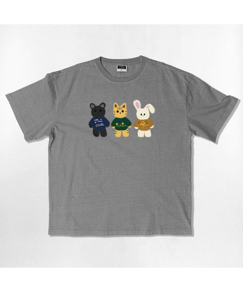 NOTUSUAL(ノットユージュアル)の「NUSL アニマルズ オーバーサイズ ピグメント 半袖Tシャツ 5カラー(Tシャツ/カットソー・レディース・チャコールグレー/スカイブルー/チャコール/ベージュ/グリーン・SMALL/MEDIUM/LARGE/X-LARGE)」の1枚目の写真