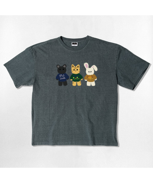 NOTUSUAL(ノットユージュアル)の「NUSL アニマルズ オーバーサイズ ピグメント 半袖Tシャツ 5カラー(Tシャツ/カットソー・レディース・チャコールグレー/スカイブルー/チャコール/ベージュ/グリーン・SMALL/MEDIUM/LARGE/X-LARGE)」の4枚目の写真