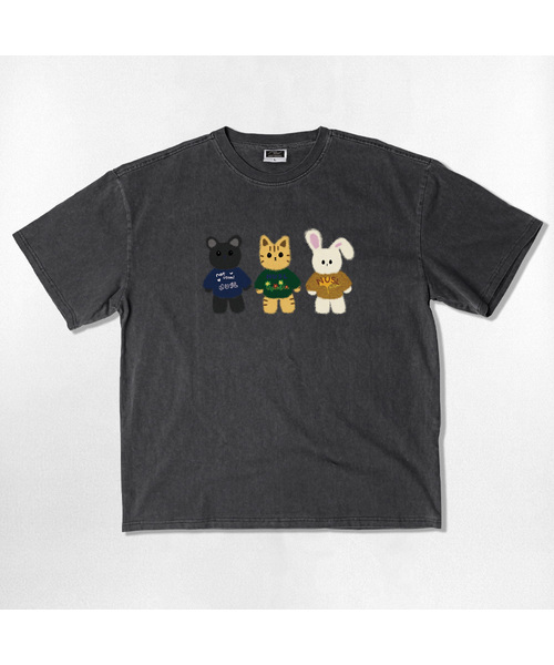 NOTUSUAL(ノットユージュアル)の「NUSL アニマルズ オーバーサイズ ピグメント 半袖Tシャツ 5カラー(Tシャツ/カットソー・レディース・チャコールグレー/スカイブルー/チャコール/ベージュ/グリーン・SMALL/MEDIUM/LARGE/X-LARGE)」の2枚目の写真