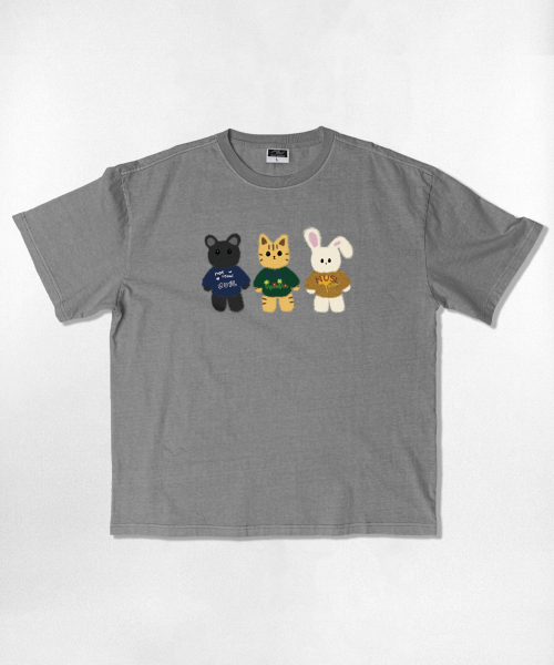 NOTUSUAL(ノットユージュアル)の「NUSL アニマルズ オーバーサイズ ピグメント 半袖Tシャツ 5カラー(Tシャツ/カットソー・レディース・チャコールグレー/スカイブルー/チャコール/ベージュ/グリーン・SMALL/MEDIUM/LARGE/X-LARGE)」の8枚目の写真