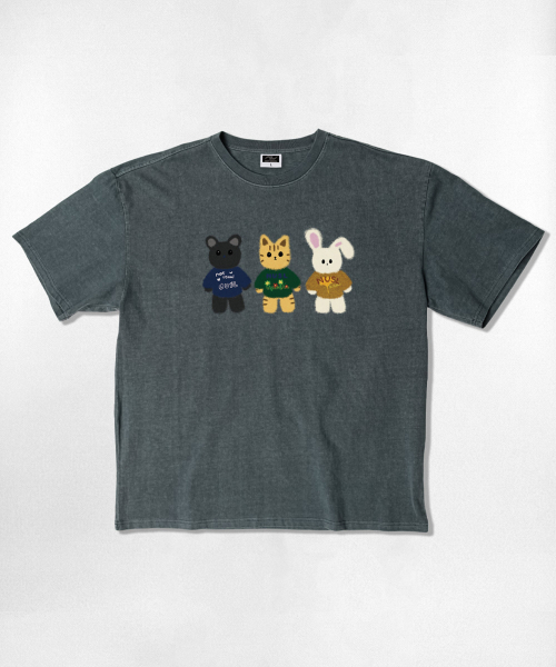 NOTUSUAL(ノットユージュアル)の「NUSL アニマルズ オーバーサイズ ピグメント 半袖Tシャツ 5カラー(Tシャツ/カットソー・レディース・チャコールグレー/スカイブルー/チャコール/ベージュ/グリーン・SMALL/MEDIUM/LARGE/X-LARGE)」の9枚目の写真