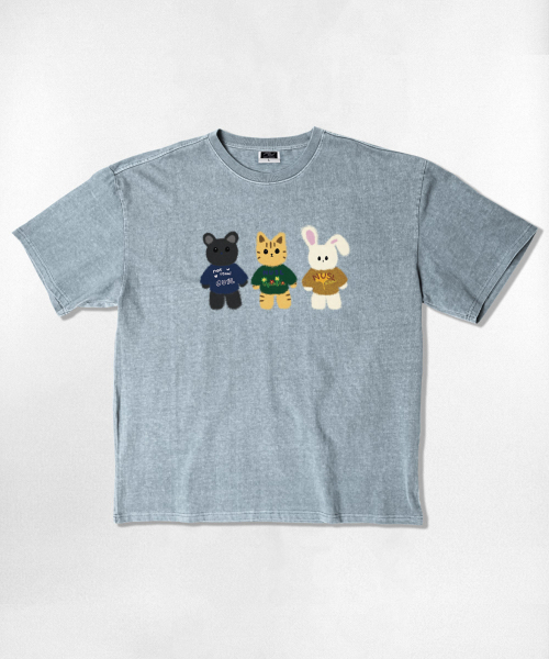 NOTUSUAL(ノットユージュアル)の「NUSL アニマルズ オーバーサイズ ピグメント 半袖Tシャツ 5カラー(Tシャツ/カットソー・レディース・チャコールグレー/スカイブルー/チャコール/ベージュ/グリーン・SMALL/MEDIUM/LARGE/X-LARGE)」の11枚目の写真