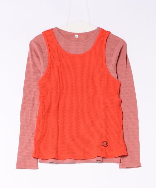 MARKEY'S(マーキーズ)の「ツイストリブタンク&ロンT/おとな(Tシャツ/カットソー・レディース・ワインレッド/ベージュ/オレンジ・160cm)」の3枚目の写真