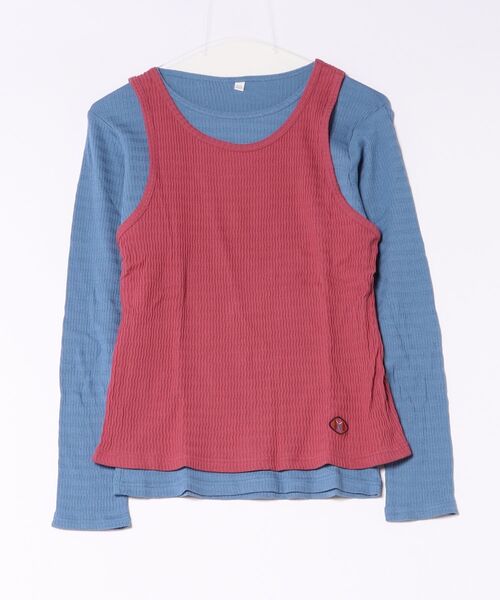 MARKEY'S(マーキーズ)の「ツイストリブタンク&ロンT/おとな(Tシャツ/カットソー・レディース・ワインレッド/ベージュ/オレンジ・160cm)」の2枚目の写真