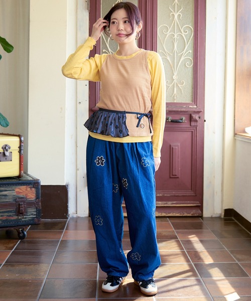 MARKEY'S(マーキーズ)の「ツイストリブタンク&ロンT/おとな(Tシャツ/カットソー・レディース・ワインレッド/ベージュ/オレンジ・160cm)」の7枚目の写真