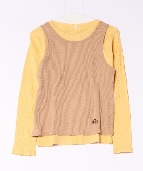 MARKEY'S(マーキーズ)の「ツイストリブタンク&ロンT/おとな(Tシャツ/カットソー・レディース・ワインレッド/ベージュ/オレンジ・160cm)」の4枚目の写真