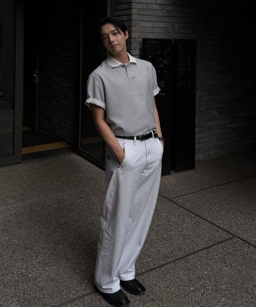 MINDBRIDGE（マインドブリッジ）の「[COUTURE] カラーポイントプルオーバー グレー オーバーサイズ 半袖シャツ（シャツ/ブラウス・メンズ・ライトグレー・100/110/95/105）」の3枚目の写真