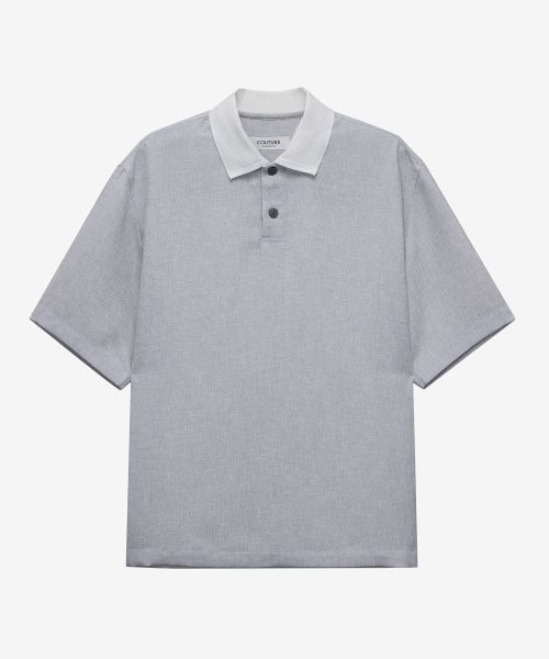 MINDBRIDGE（マインドブリッジ）の「[COUTURE] カラーポイントプルオーバー グレー オーバーサイズ 半袖シャツ（シャツ/ブラウス・メンズ・ライトグレー・100/110/95/105）」の6枚目の写真