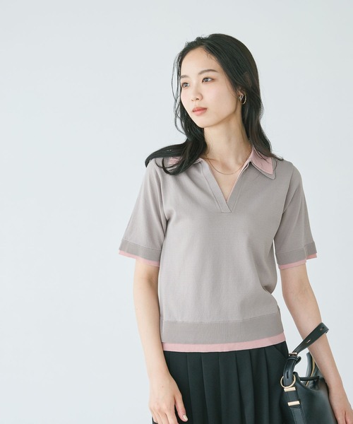 Andemiu(アンデミュウ)の「レイヤードポロニット/1032180(ニット/セーター・レディース・ブラック/ブラウン/グレー・FREE)」の11枚目の写真