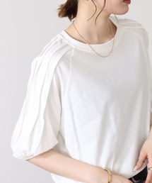 袖タックラグランスリーブ半袖トップス