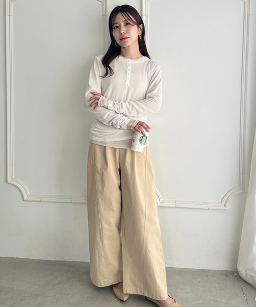 MYMOOD.(マイムード)の「1枚でサマになる♪配色ネットレイヤードトップス 単品使い可能(Tシャツ/カットソー・レディース・ブラウン/ブラック/ネイビー/アイボリー・FREE)」の19枚目の写真