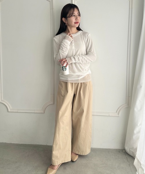 MYMOOD.(マイムード)の「1枚でサマになる♪配色ネットレイヤードトップス 単品使い可能(Tシャツ/カットソー・レディース・ブラウン/ブラック/ネイビー/アイボリー・FREE)」の20枚目の写真