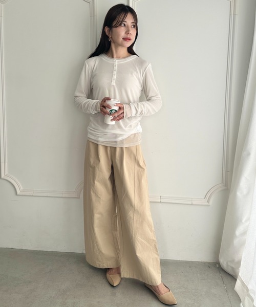 MYMOOD.(マイムード)の「1枚でサマになる♪配色ネットレイヤードトップス 単品使い可能(Tシャツ/カットソー・レディース・ブラウン/ブラック/ネイビー/アイボリー・FREE)」の21枚目の写真