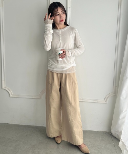 MYMOOD.(マイムード)の「1枚でサマになる♪配色ネットレイヤードトップス 単品使い可能(Tシャツ/カットソー・レディース・ブラウン/ブラック/ネイビー/アイボリー・FREE)」の22枚目の写真