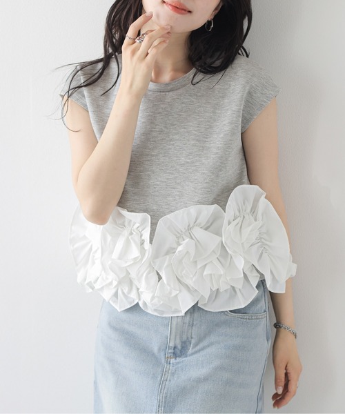 AMELY（エミリー）の「立体フリル ドッキングトップス（その他トップス・レディース・ホワイト系1/ブラック系2/ブラック系1/ホワイト系2/グレー系1/グレー系2・フリー）」の6枚目の写真