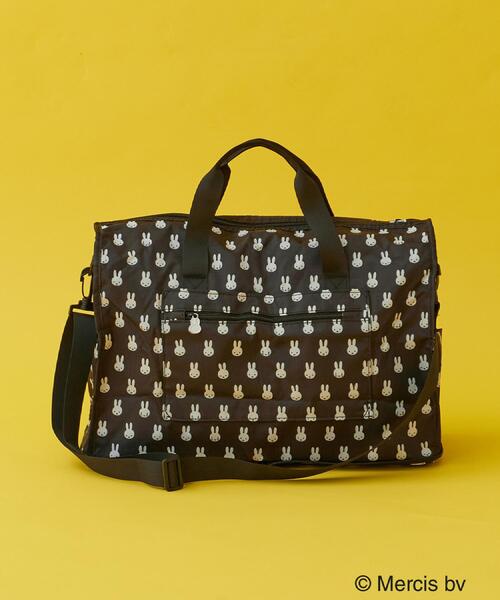 Miffy（ ミッフィー）の「◆【miffy】総柄プリント折りたたみキャリーオンBIGトートバッグ（ボストンバッグ・レディース・ブラック・00）」の2枚目の写真